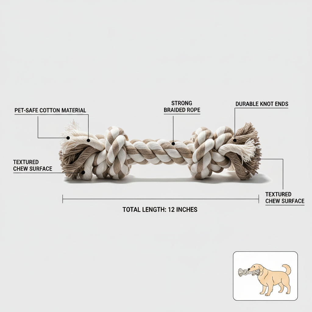 Braided Rope Dog Chew Toy for Daily Tug Play