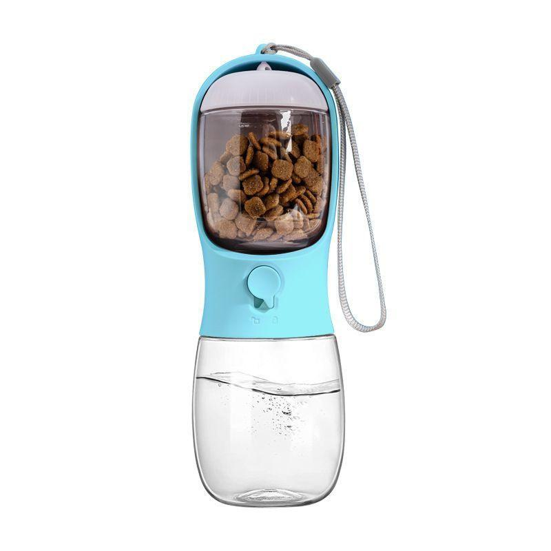 Portable Pet Water Bottle with Food Dispenser for Travel